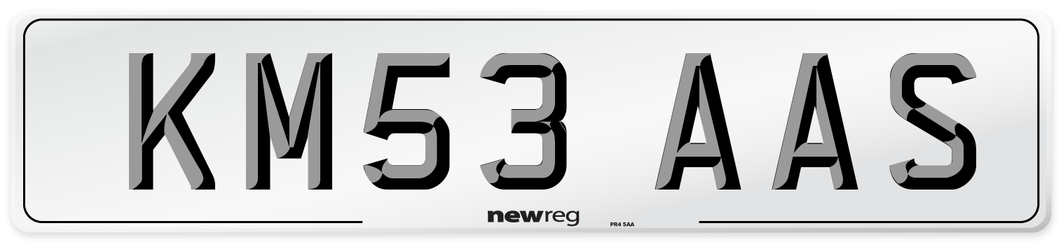 KM53 AAS Number Plate from New Reg